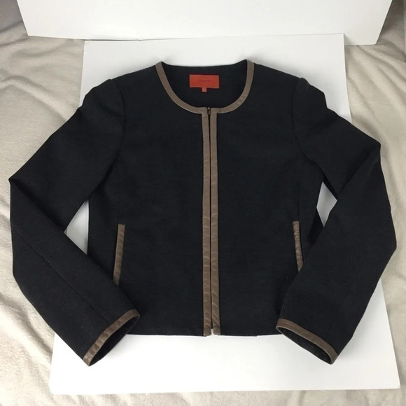 2/$25Neutral Collarless Business casual blazer overcoat suit jacket formal sz 8 - Picture 4 of 16